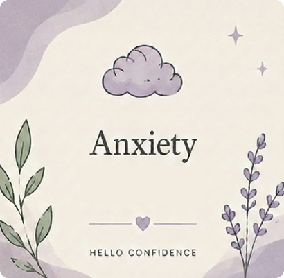 Anxiety—illustrated lavender cloud and botanical branches